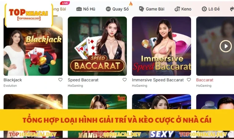 Tổng hợp loại hình giải trí và kèo cược ở nhà cái