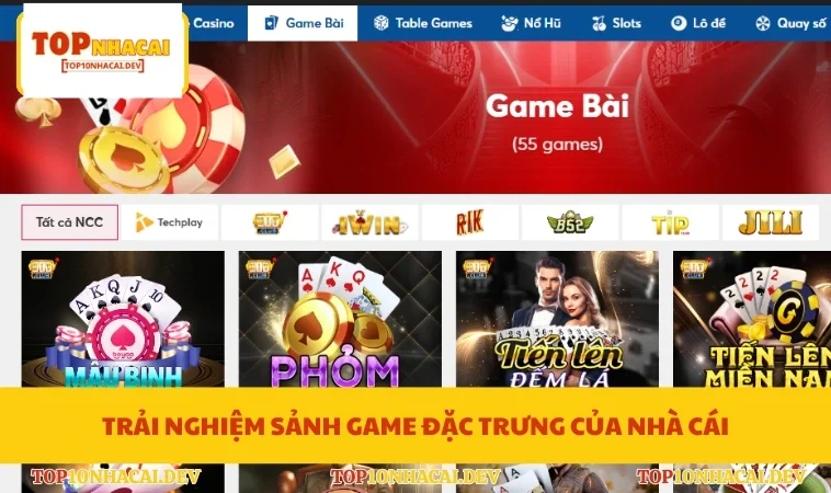 Trải nghiệm sảnh game đặc trưng của nhà cái